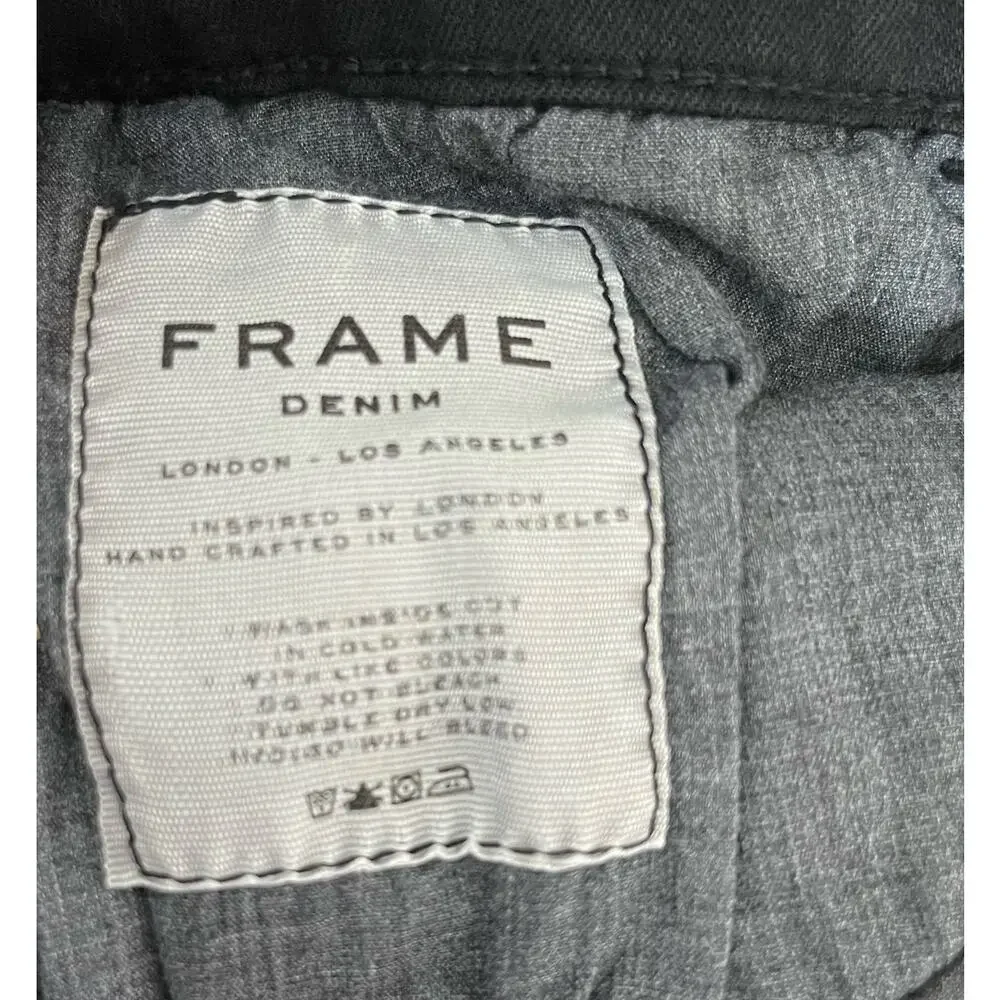 Frame Le Skinny de Jeanne Black Distressed Low Rise Denim Jeans 24